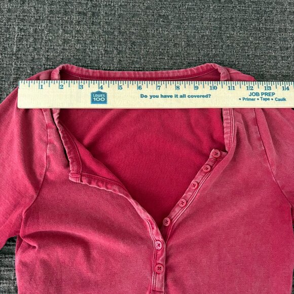 Y2K PacSun Est. 1980 Ashlee Washed Notched Henley Long Sleeve Cropped Top XS - Picture 5 of 9